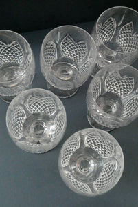 Rare SET OF SIX: Edinburgh Crystal Millennium Collection. Short Chunky Wine Goblets: 5 7/8 inches