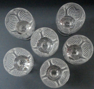 Rare SET OF SIX: Edinburgh Crystal Millennium Collection. Short Chunky Wine Goblets: 5 7/8 inches