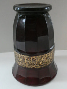 Vintage 1930s August Walther & Sohne Amethyst Faceted Glass Vase with Gilt Band. The Grape Washers