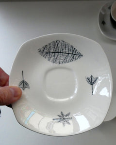 Vintage 1950s TERRANCE CONRAN Nature Study Set of Espresso Cups and Saucers