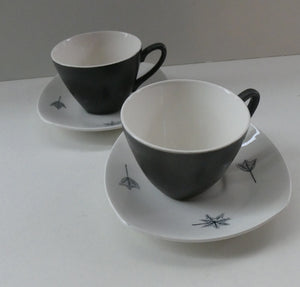Vintage 1950s TERRANCE CONRAN Nature Study Set of Espresso Cups and Saucers