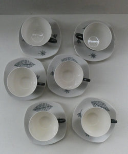 Vintage 1950s TERRANCE CONRAN Nature Study Set of Espresso Cups and Saucers