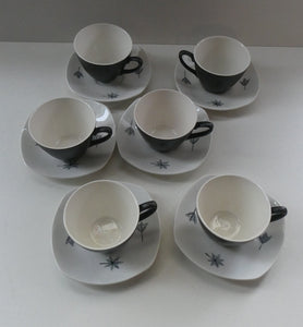 Vintage 1950s TERRANCE CONRAN Nature Study Set of Espresso Cups and Saucers