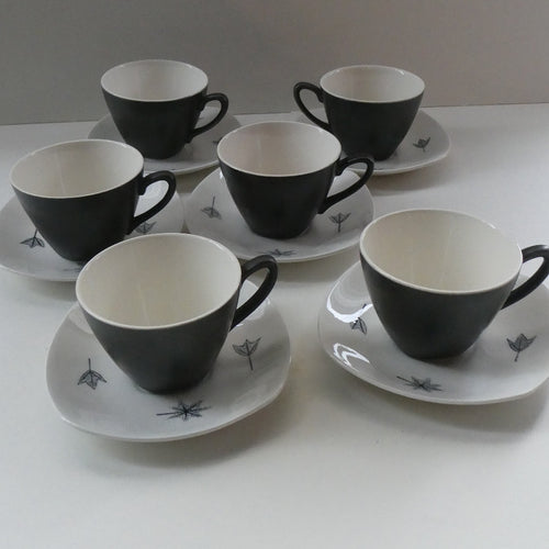Vintage 1950s TERRANCE CONRAN Nature Study Set of Espresso Cups and Saucers