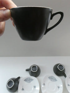 Vintage 1950s TERRANCE CONRAN Nature Study Set of Espresso Cups and Saucers