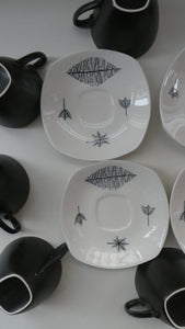 Vintage 1950s TERRANCE CONRAN Nature Study Set of Espresso Cups and Saucers