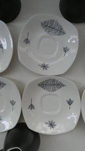 Vintage 1950s TERRANCE CONRAN Nature Study Set of Espresso Cups and Saucers
