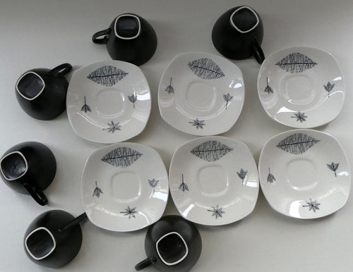 Vintage 1950s TERRANCE CONRAN Nature Study Set of Espresso Cups and Saucers