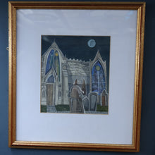 Load image into Gallery viewer, 1994 Richard Norman Painting (RSW). Moonlit Churchyard; Gouache on paper SIGNED

