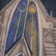 Load image into Gallery viewer, 1994 Richard Norman Painting (RSW). Moonlit Churchyard; Gouache on paper SIGNED
