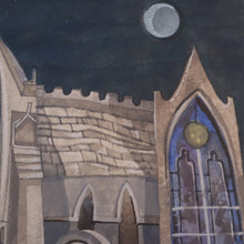 Load image into Gallery viewer, 1994 Richard Norman Painting (RSW). Moonlit Churchyard; Gouache on paper SIGNED
