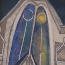 Load image into Gallery viewer, 1994 Richard Norman Painting (RSW). Moonlit Churchyard; Gouache on paper SIGNED
