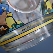 Load image into Gallery viewer, Large &amp; UNIQUE 1950s Portuguese Hand-Painted Large Glass Jug - with Comical Design Featuring People of Lisbon
