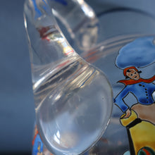 Load image into Gallery viewer, Large &amp; UNIQUE 1950s Portuguese Hand-Painted Large Glass Jug - with Comical Design Featuring People of Lisbon
