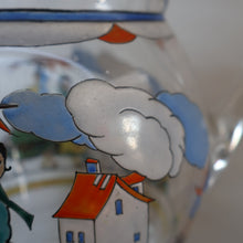 Load image into Gallery viewer, Large &amp; UNIQUE 1950s Portuguese Hand-Painted Large Glass Jug - with Comical Design Featuring People of Lisbon
