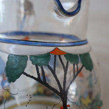 Load image into Gallery viewer, Large &amp; UNIQUE 1950s Portuguese Hand-Painted Large Glass Jug - with Comical Design Featuring People of Lisbon
