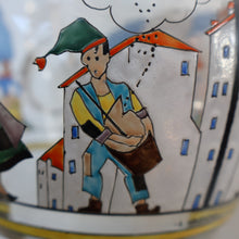 Load image into Gallery viewer, Large &amp; UNIQUE 1950s Portuguese Hand-Painted Large Glass Jug - with Comical Design Featuring People of Lisbon
