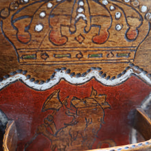 Load image into Gallery viewer, Antique SCANDINAVIAN Folk Art Bentwood Tine / Svepask Box with Crowned Lion Crest on the Lid
