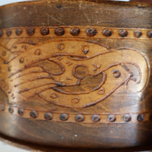 Load image into Gallery viewer, Antique SCANDINAVIAN Folk Art Bentwood Tine / Svepask Box with Crowned Lion Crest on the Lid
