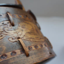 Load image into Gallery viewer, Antique SCANDINAVIAN Folk Art Bentwood Tine / Svepask Box with Crowned Lion Crest on the Lid

