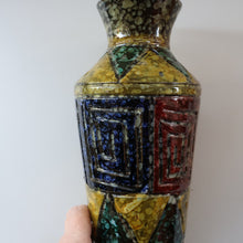 Load image into Gallery viewer, 1960s Italian Vase with Unusual Mottled Glazes and Geometric Sgraffito Patterns

