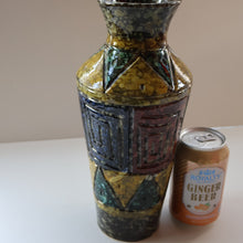 Load image into Gallery viewer, 1960s Italian Vase with Unusual Mottled Glazes and Geometric Sgraffito Patterns
