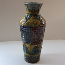 Load image into Gallery viewer, 1960s Italian Vase with Unusual Mottled Glazes and Geometric Sgraffito Patterns
