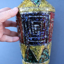 Load image into Gallery viewer, 1960s Italian Vase with Unusual Mottled Glazes and Geometric Sgraffito Patterns
