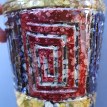 Load image into Gallery viewer, 1960s Italian Vase with Unusual Mottled Glazes and Geometric Sgraffito Patterns
