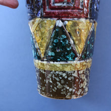 Load image into Gallery viewer, 1960s Italian Vase with Unusual Mottled Glazes and Geometric Sgraffito Patterns

