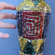 Load image into Gallery viewer, 1960s Italian Vase with Unusual Mottled Glazes and Geometric Sgraffito Patterns
