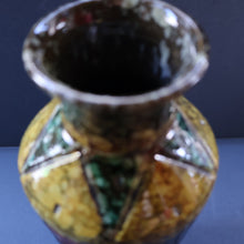 Load image into Gallery viewer, 1960s Italian Vase with Unusual Mottled Glazes and Geometric Sgraffito Patterns
