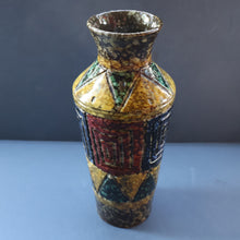 Load image into Gallery viewer, 1960s Italian Vase with Unusual Mottled Glazes and Geometric Sgraffito Patterns
