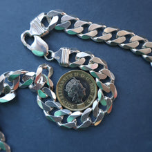 Load image into Gallery viewer, Heavy Sterling Silver Flat Curb Linked Chain. Marked 925 on the Claw Catch
