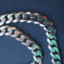 Load image into Gallery viewer, Heavy Sterling Silver Flat Curb Linked Chain. Marked 925 on the Claw Catch

