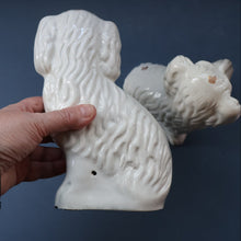 Load image into Gallery viewer, ANTIQUE Late 19th Century SMALLER SIZE White Staffordshire Dogs / Wally Dugs

