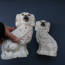 Load image into Gallery viewer, ANTIQUE Late 19th Century SMALLER SIZE White Staffordshire Dogs / Wally Dugs

