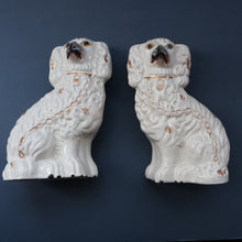Load image into Gallery viewer, ANTIQUE Late 19th Century SMALLER SIZE White Staffordshire Dogs / Wally Dugs
