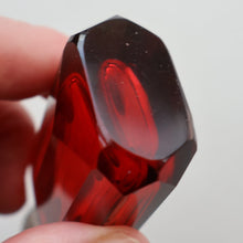 Load image into Gallery viewer, 1902. Antique EDWARDIAN Facet Cut Ruby Glass and Hallmarked Silver Topped Perfume Bottle
