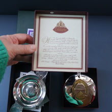 Load image into Gallery viewer, Contemporary Scottish Collectables. &quot;Dimple&quot; Round Hip Flask &amp; Pewter Rennie Mackintosh Quaich. Both Boxed
