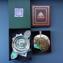 Load image into Gallery viewer, Contemporary Scottish Collectables. &quot;Dimple&quot; Round Hip Flask &amp; Pewter Rennie Mackintosh Quaich. Both Boxed
