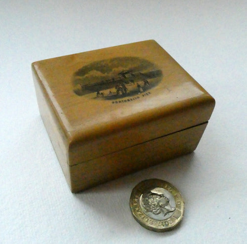 Antique 19th Century MAUCHLINE Ware Box with a View of Portobello Pier