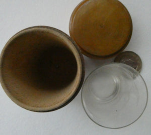 Antique 19th Century MAUCHLINE Ware Glass Tumbler Box. Scottish International Exhibition Edinburgh 188