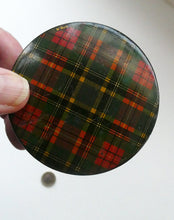 Load image into Gallery viewer, Antique Victorian Scottish Mauchline Ware TARTANWARE Circular Box. McBeth Tartan
