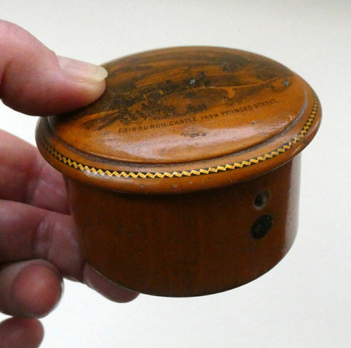 Antique 19th Century Dark MAUCHLINE Ware Thread Box.