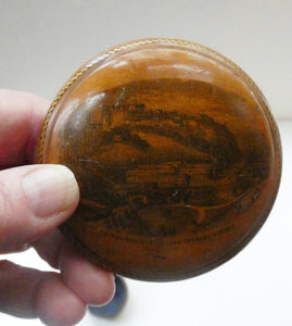 Antique 19th Century Dark MAUCHLINE Ware Thread Box.