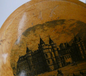 Antique SCOTTISH 19th Century MAUCHLINE Ware Trinket Box (c 1880), with an image of Holyrood Palace