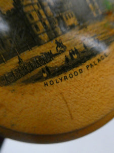 Antique SCOTTISH 19th Century MAUCHLINE Ware Trinket Box (c 1880), with an image of Holyrood Palace