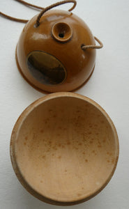 Antique 19th Century MAUCHLINE Ware String Box or Ball. View of Peebles, High Street