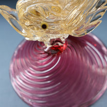 Load image into Gallery viewer, LARGE Vintage VENETIAN Glass Candlestick with Dolphin Detail &amp; Gold Aventurine Flecks. Attributed to Salviati. 10 1/4 inches

